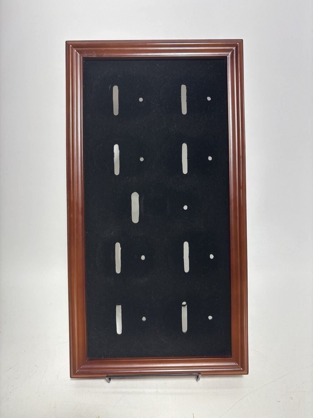 10 Belt Buckle Display Case Wall Mount Cherry Finish Black Velvet Shadow Box